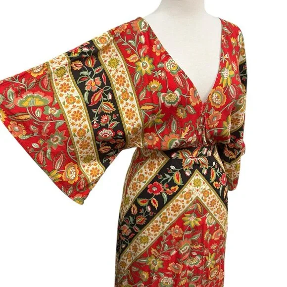 NEW Spell Lolita Cutout Maxi Dress Size Xs Campfire Print